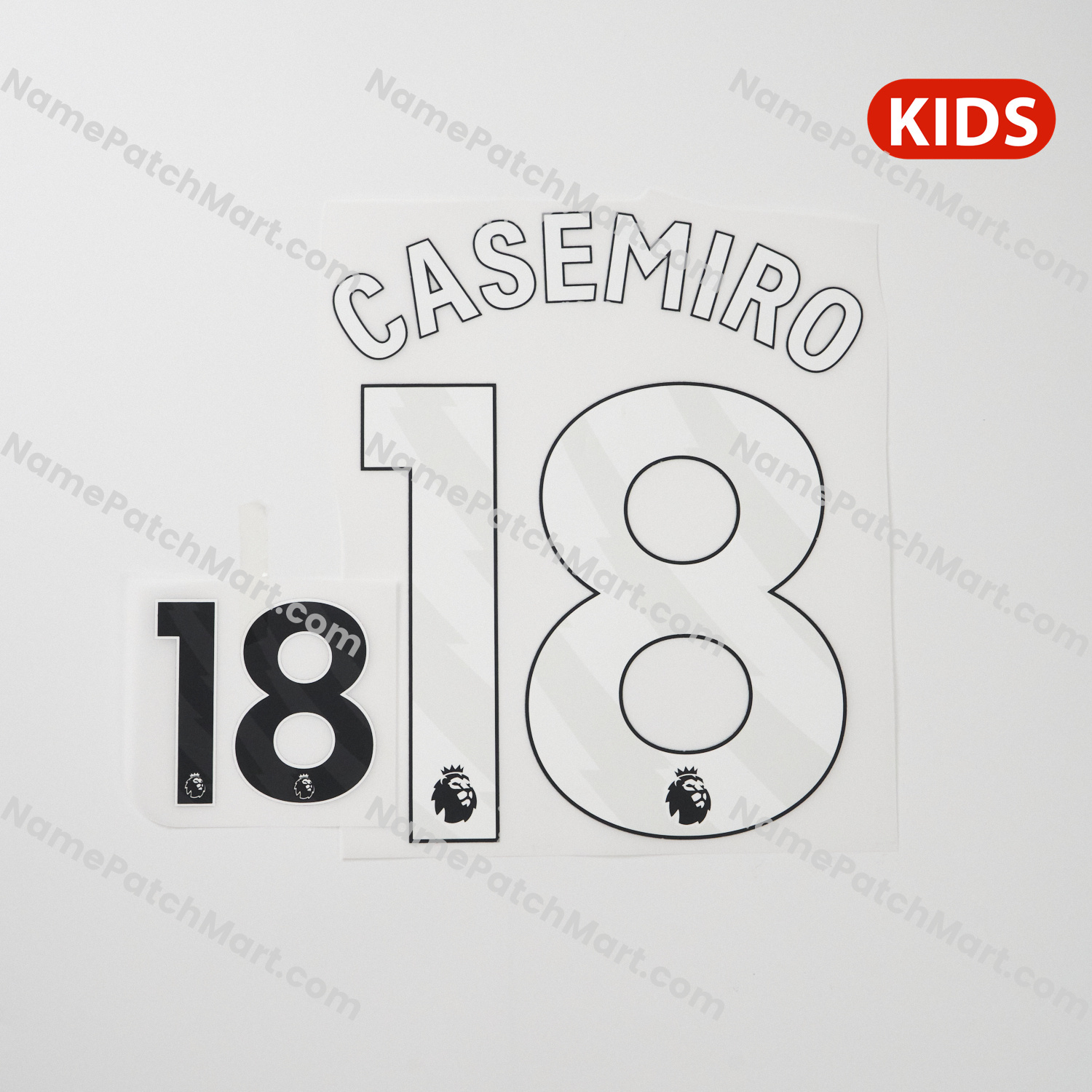 KIDS Casemiro #18 (Premier League) - Manchester United 25-26 Home  | Name Number Set - NamePatchMart.COM