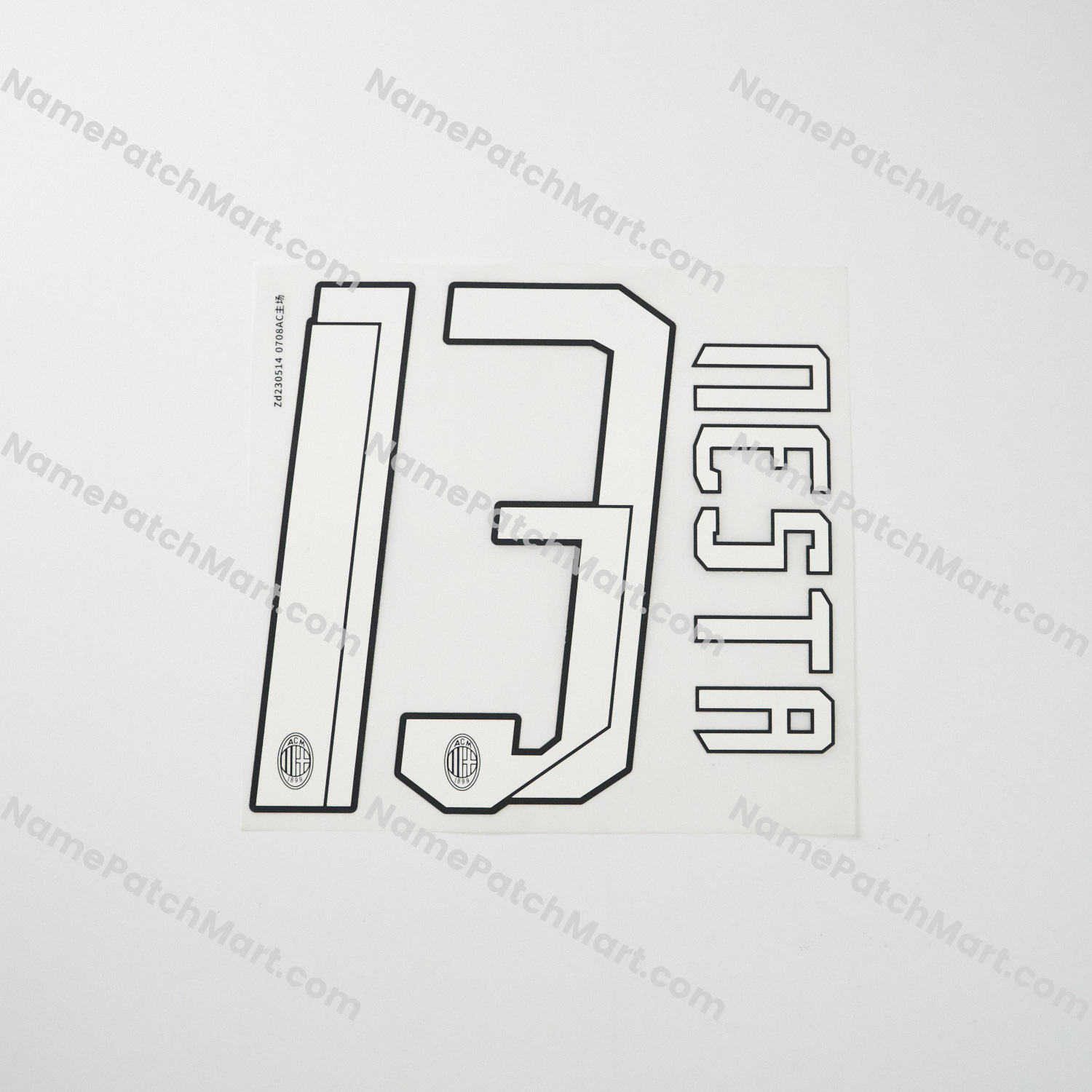 Nesta #13 - AC Milan 2007-08 Home  | Name Number Set - NamePatchMart.COM
