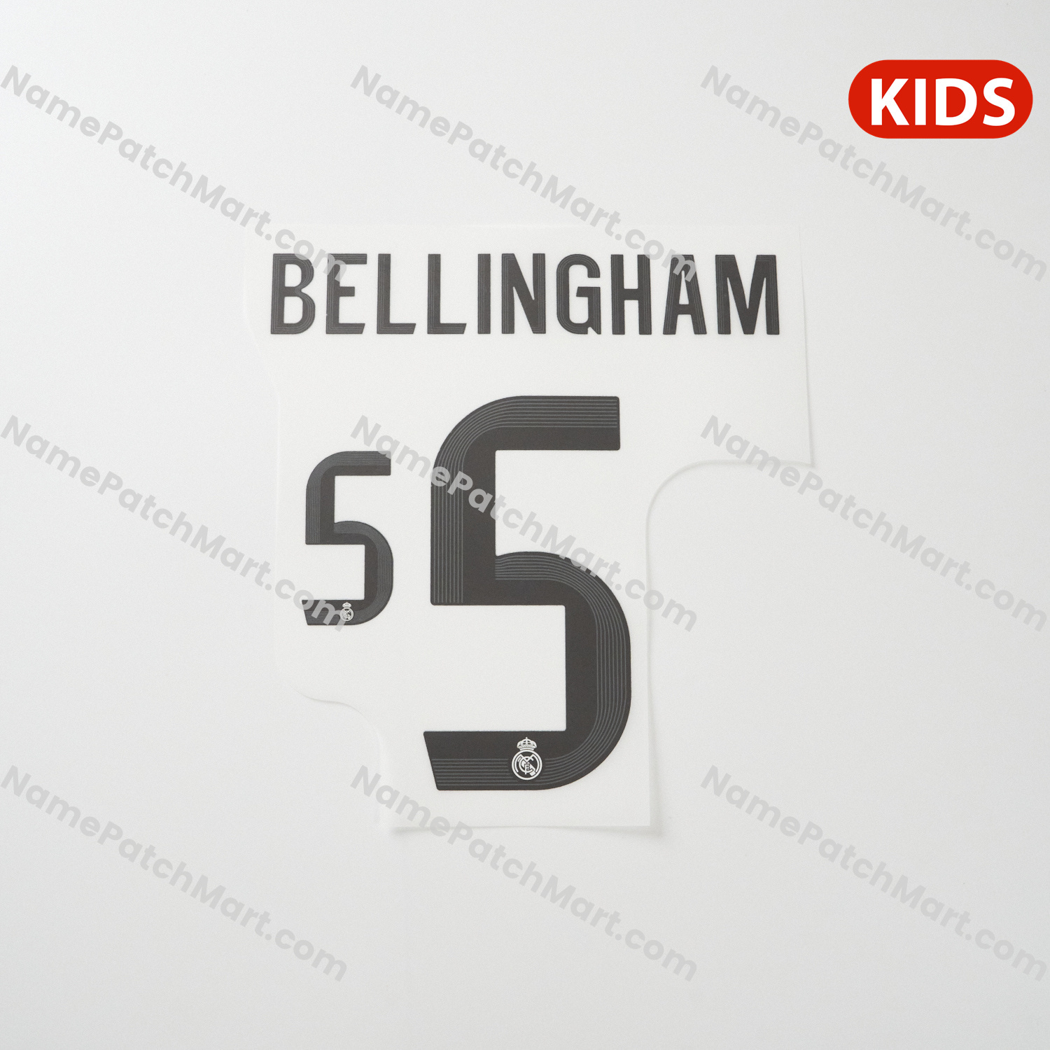 Bellingham #5 (Champions League) - Real Madrid 25-26 Home KIDS  | Name Number Set - NamePatchMart.COM