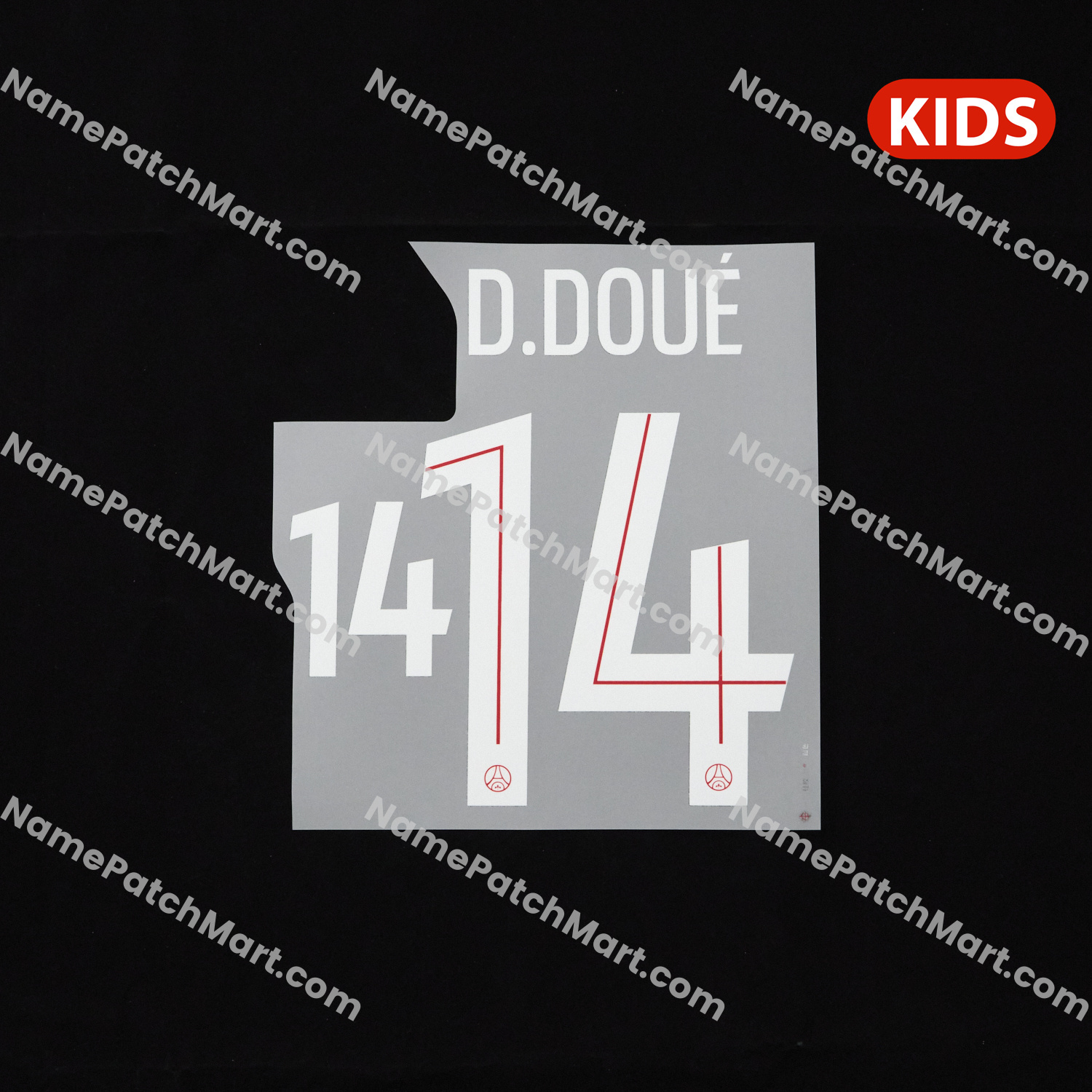 KIDS D. Doué #14 (Champions League) - Paris Saint-Germain PSG 25-26 Home  | Name Number Set - NamePatchMart.COM