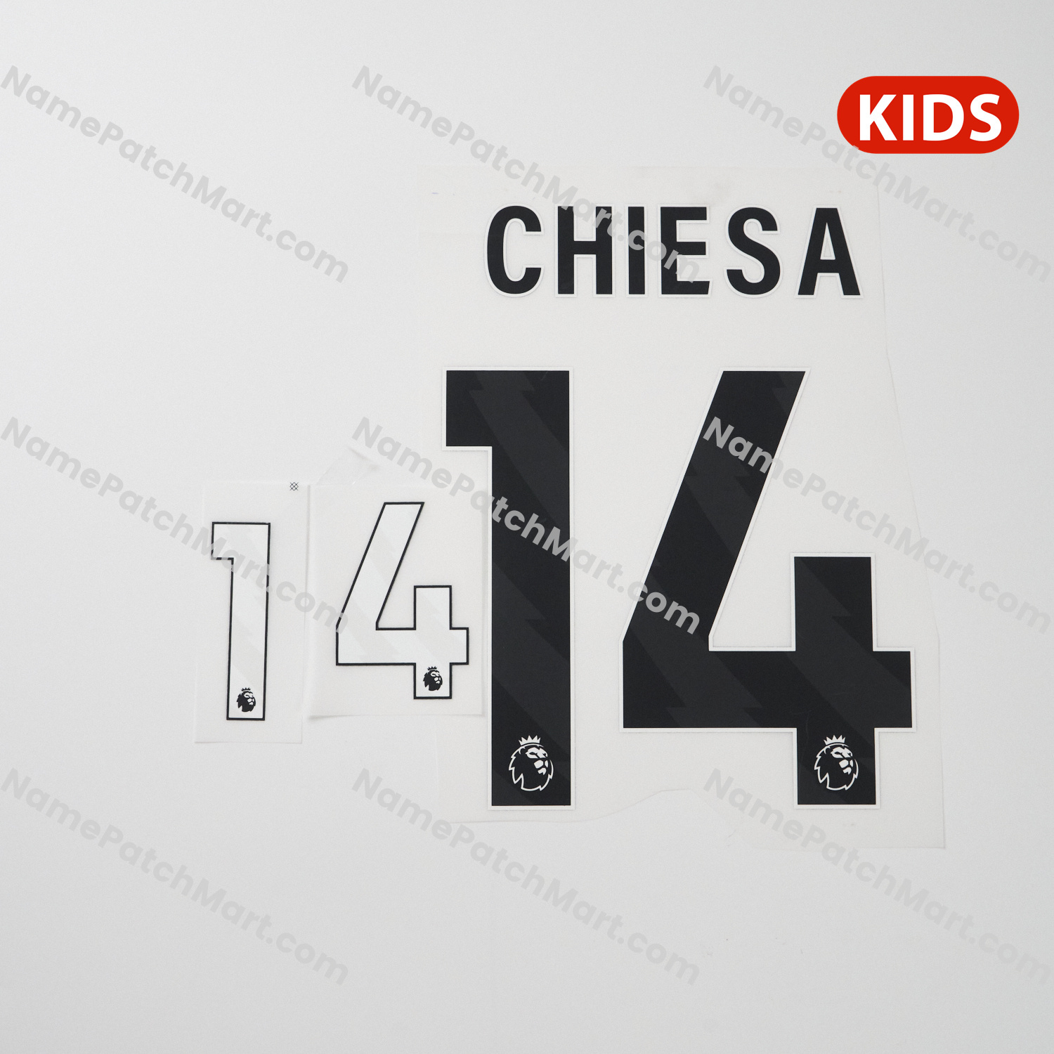 KIDS Chiesa #14 (Premier League) - Liverpool 25-26 Away  | Name Number Set - NamePatchMart.COM