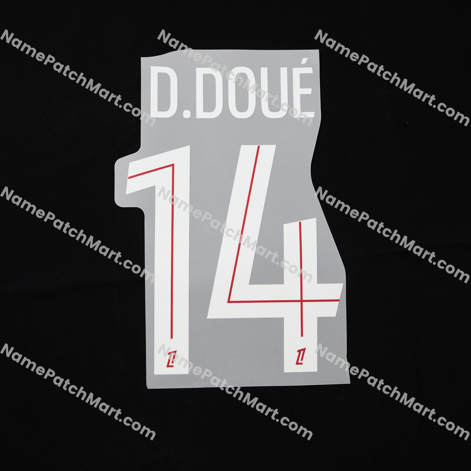 D. Doué #14 (Ligue 1) - Paris Saint-Germain PSG 25-26 Home  | Name Number Set - NamePatchMart.COM